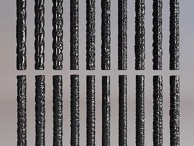 Black Soft Pack Strips With Different Textured Styles And Decorative Designs 3d model