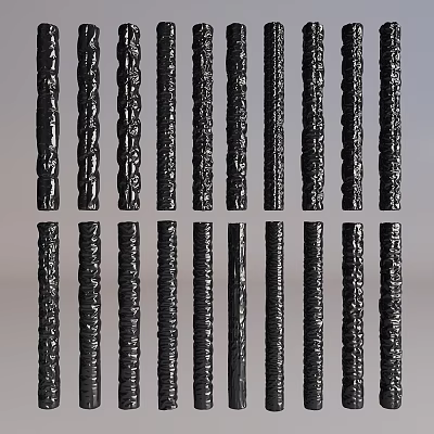 Black Soft Pack Strips With Different Textured Styles And Decorative Designs 3d model
