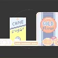 Colorful Food Display with Sugar Butter and Round Candy Balls in Boxes