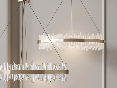 Modern Crystal Chandelier With Gold Circular Frame For Elegant Interior Lighting Design 3d model