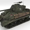 Military Tank With Green Camouflage Paint Cannon Barrel Tracks And Star Insignia