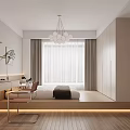 Minimalist Tatami Bedroom Interior Design with Platform Bed Storage Desk and Natural Light