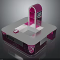 Stylish Pink And White Exhibition Stand Furniture With Floral Patterns And EMO Logo