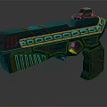 Futuristic Blue Yellow Gun With Sleek Geometric Patterns And Shiny Modern Design