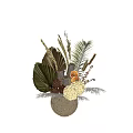 Woven Vase Dried Flower Arrangement With Palm Leaves Wheat Pine Cones Figs And Hydrangea