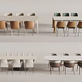 Modern Dining Table Sets With Different Shaped Tables And Colorful Chairs 3d model