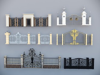 Light Luxury Gate Iron Gate 3d model