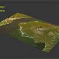 Detailed Terrain Model Featuring Mountain Ocean Island Green Vegetation And Coastline