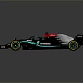 Black And Teal Formula 1 Racing Car With Aerodynamic Design And Sponsor Logos