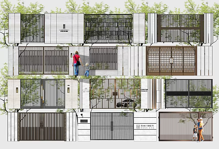 Modern Gate Residential Area Entrance Gate Fire Road Normally Closed Door Hollow Iron Gate Courtyard Metal Grille Courtyard Door Wall 3d model