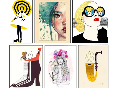 Various Character Portrait Paintings With Watercolor Style And Decorative Details 3d model