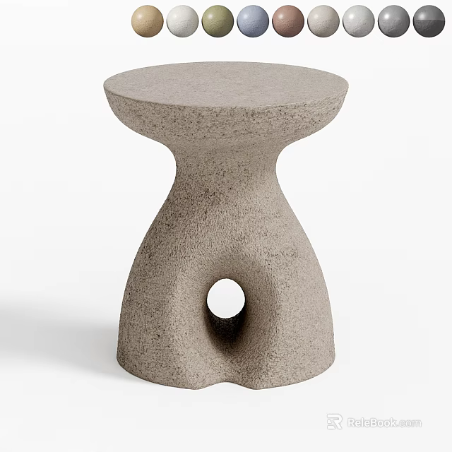 Unique Modern Concrete Side Table With Textured Surface And Circular Hole 3d model 