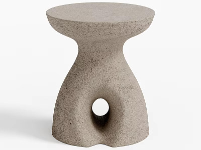 Unique Modern Concrete Side Table With Textured Surface And Circular Hole 3d model