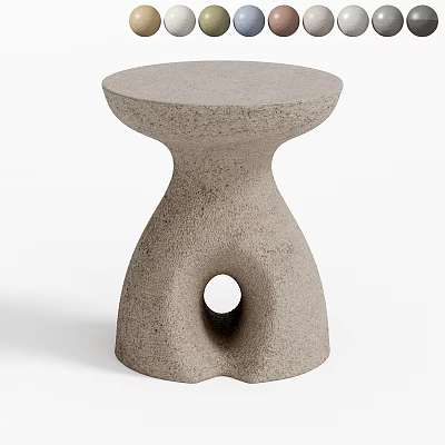 Unique Modern Concrete Side Table With Textured Surface And Circular Hole 3d model