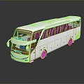 White Passenger Bus With Large Windows Brown Seats And Reflective Surface 3d model