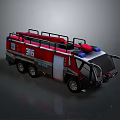 Red Fire Truck Number 316 with Ladder on Top and Blue Emergency Lights