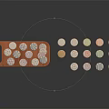Small Round Pastries Placed On Red Tray With Scattered Pieces Around