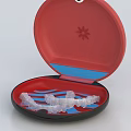 Medical Orthodontic Device Open Red Case With Transparent Teeth Aligners 3d model