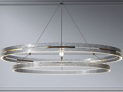 Modern Double Ring Chandelier With Metallic Frame And LED Light Design 3d model