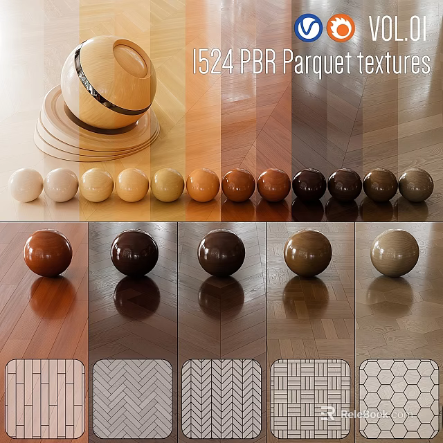 1524 PBR Parquet Textures With Different Colors And Flooring Design Samples 3d model 