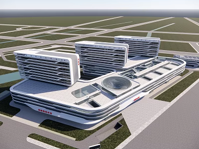 Modern Hospital Building Exterior With Multi Story Structure And Medical Design 3d model