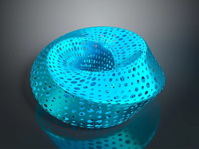 Blue Spiral Glass Sculpture With Perforated Design Modern Decorative Art 3d model