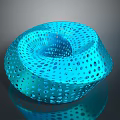 Blue Spiral Glass Sculpture With Perforated Design Modern Decorative Art