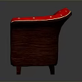 Elegant Red Single Sofa with White Polka Dots Curved Design Velvet Fabric