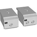Two Stainless Steel Commercial Kitchen Appliances With Lids And Control Knobs