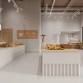 Modern Bright Dessert Shop Interior With Product Displays And Counters