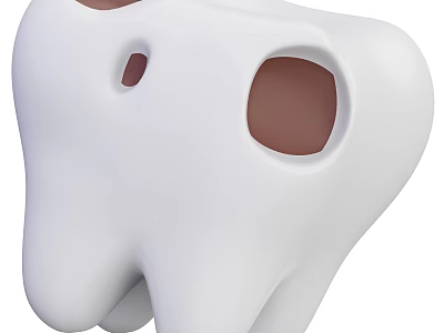 Creative White Tooth Shaped Decorative Ornament Set With Brown Holes Design 3d model