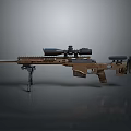 Brown Camouflage Sniper Rifle With Tactical Scope Bipod And Precision Build