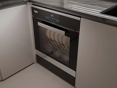 Modern Kitchen Interior With Built In Haier Dishwasher And Cabinets 3d model