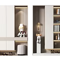 Modern Shoe Cabinet Interior Design With LED Lighting Open Shelves And Decorative Figurines