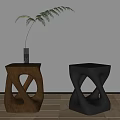 Modern Bonaldo Side Table Solid Wood Side Table Small Coffee Table Vase 3d model