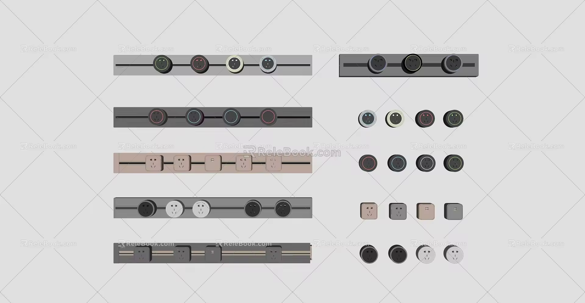 Modern socket socket socket smart mobile socket track socket circular socket 3d model