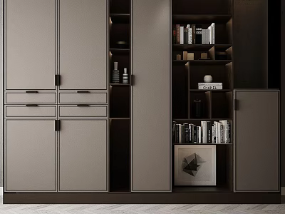 Modern Wardrobe Cabinet With Multiple Doors Drawers And Open Shelves Storage Design 3d model