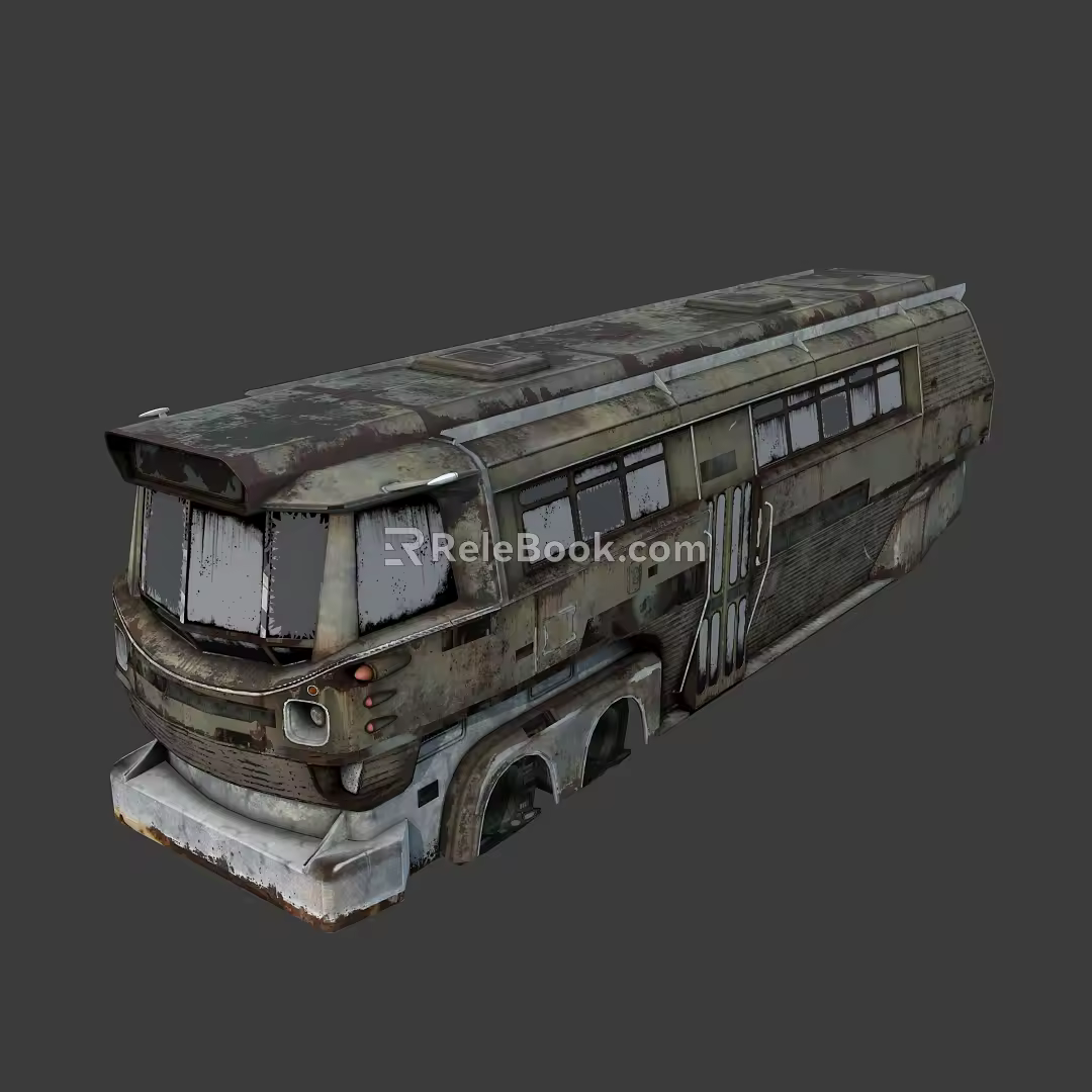 Industrial LOFT Bus Cyberpunk Modified Bus 3d model