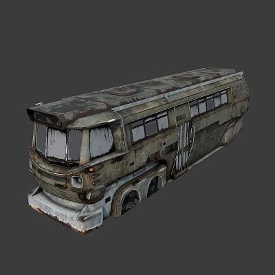 Old Rusty Abandoned Bus With Faded Paint And Cloudy Windows Exterior View 3d model Old Rusty Abandoned Bus With Faded Paint And Cloudy Windows Exterior View 3d model