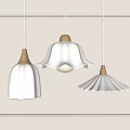 Modern White Pendant Lights with Brass Finials in Minimalist Frame 3d model