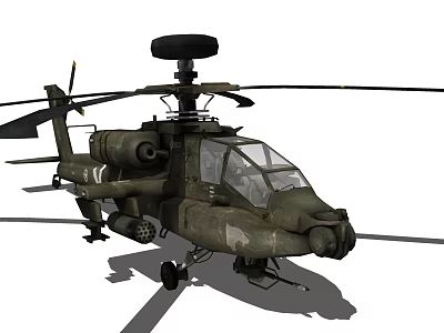Military Attack Helicopter With Green Camouflage Rotor Blades And Weapons System 3d model