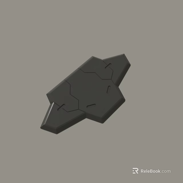 Detailed Abstract Black Irregular Shaped 3D Model Featuring Cracked Surface Patterns 3d model 