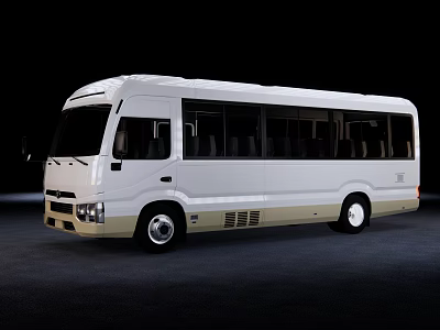 Modern White Passenger Bus With Sleek Exterior Design And Large Windows 3d model