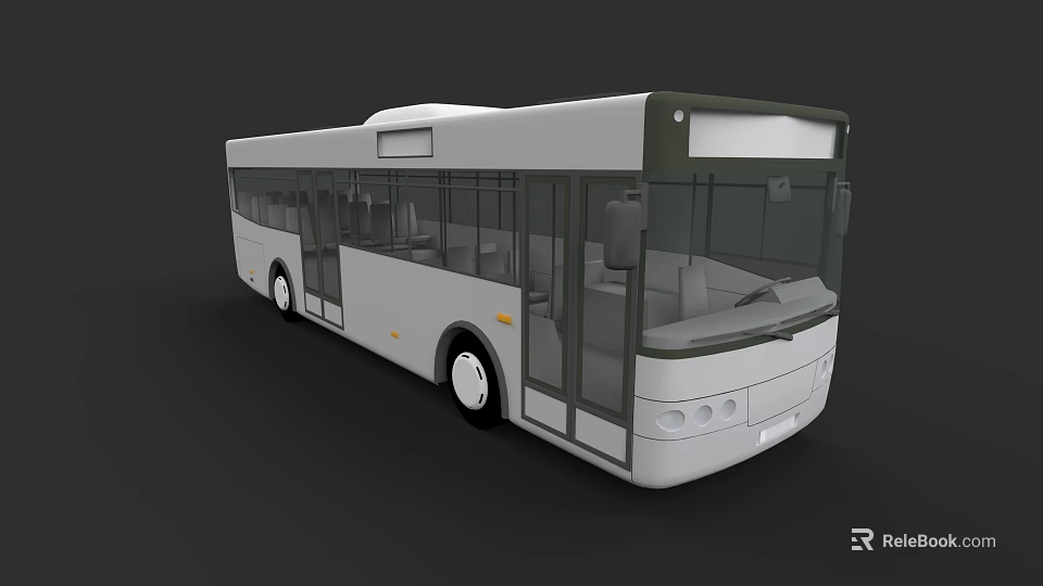 Modern City Bus With White Exterior Large Windows And Sleek Design 3d model 