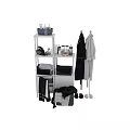 Organized Bathroom Storage Shelves With Laundry Towels Robes And Cleaning Supplies