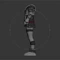 Full Body Metallic Silver Armor With Red Accents And Structured Warrior Design