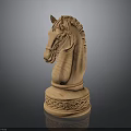 Detailed Wooden Horse Head Sculpture Decorative Household Ornament With Carved Base