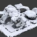 Snow Covered Stones And Wood Natural Pile With Outdoor Textures