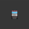 Red Tanker Truck With Blue Cylindrical Tank And White Wheels