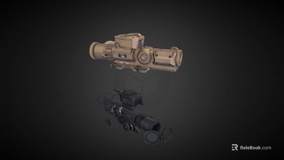 Tactical Weapon Scopes With Brown And Black Bodies And Optical Lenses For Precision Shooting 3d model 